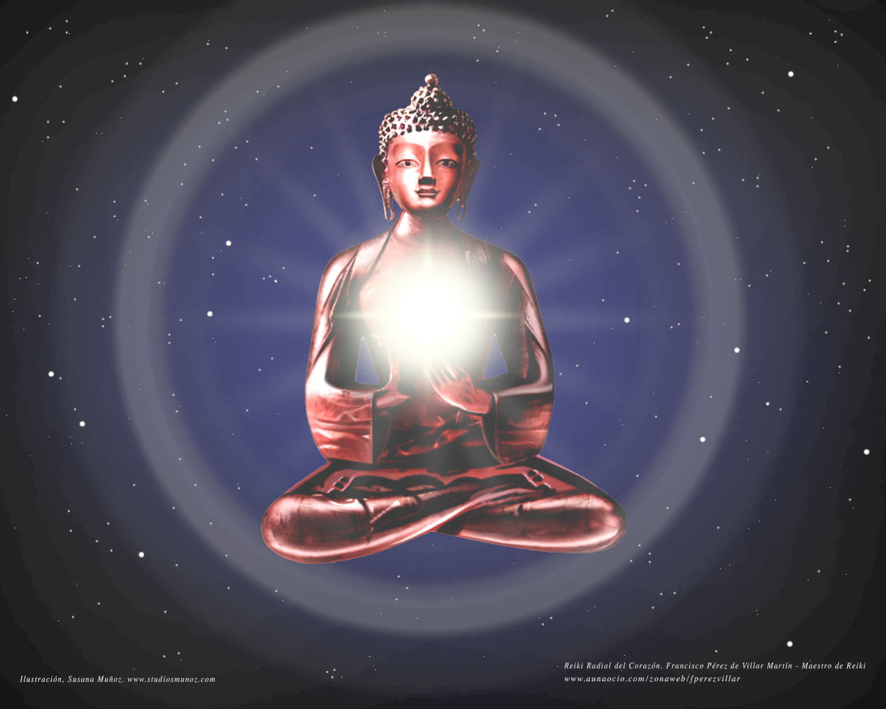 Buda de aura azul. Meditaci�n del Coraz�n.